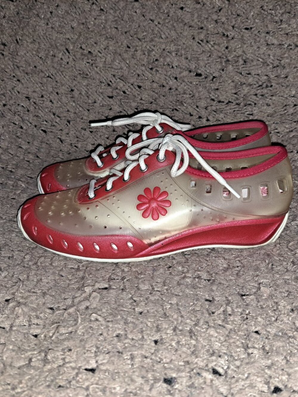 Vintage Y2K NO BOUNDARIES-Tynan Jelly Sneakers-Clear & Red-SZ 7-Excellent - Picture 2 of 8